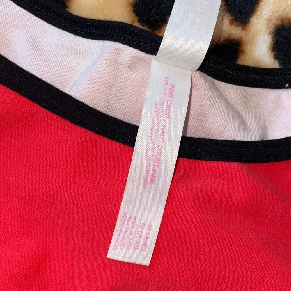 •PINK•VSP HIGH NECK BLACK/RED/GREY RACERBACK CROP SPORTS BRA SIZE MEDIUM